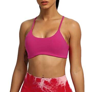 Aoxjox Women's Workout Sports Bras Fitness Backless Padded Ivy Low Impact Bra Yoga Crop Tank Top (Ro...