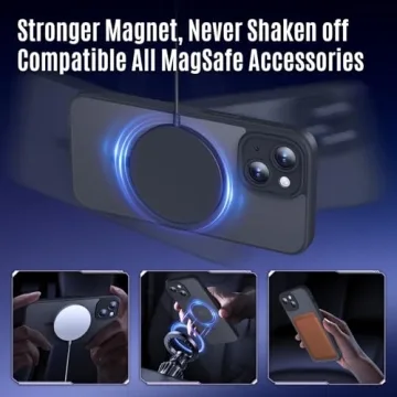 Symcele Designed for iPhone 14 Case, Compatible with MagSafe, with Privacy Screen Protectors X2, [Camera Protection] [15FT Military Drop Protection] Shockproof Phone Case, 6.1", Black