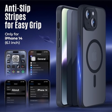 Symcele Designed for iPhone 14 Case, Compatible with MagSafe, with Privacy Screen Protectors X2, [Camera Protection] [15FT Military Drop Protection] Shockproof Phone Case, 6.1", Black
