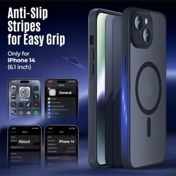 Symcele Designed for iPhone 14 Case, Compatible with MagSafe, with Privacy Screen Protectors X2, [Camera Protection] [15FT Military Drop Protection] Shockproof Phone Case, 6.1", Black