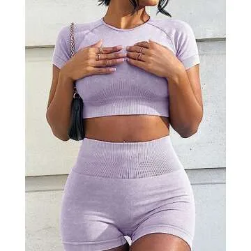 Stylish OLCHEE Women’s Acid Wash Workout Set for Yoga