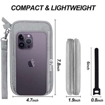 Electronics Organizer Travel Case, Travel Accessories Essentials for Men Women, Cord Organizer Travel Tech Pouch Bag, Waterproof Double Layers Storage Bag for Cable, Charger, Phone, Earphone, Grey