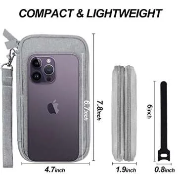 Electronics Organizer Travel Case, Travel Accessories Essentials for Men Women, Cord Organizer Travel Tech Pouch Bag, Waterproof Double Layers Storage Bag for Cable, Charger, Phone, Earphone, Grey