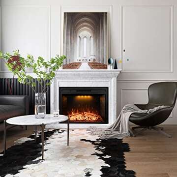 Dreamflame 30 inch Electric Fireplace, Wall Fireplace Electric with Remote Control, Realistic Log an...