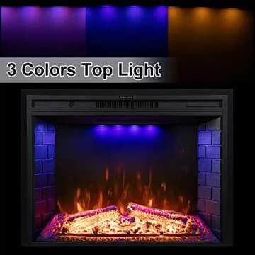 Dreamflame 30 inch Electric Fireplace, Wall Fireplace Electric with Remote Control, Realistic Log and Crackling Sound, Overheating Protection and Timer, 750/1500W Black