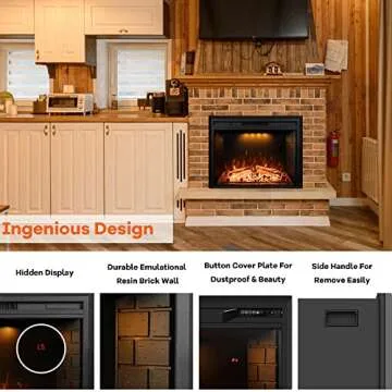 Dreamflame 30 inch Electric Fireplace, Wall Fireplace Electric with Remote Control, Realistic Log and Crackling Sound, Overheating Protection and Timer, 750/1500W Black