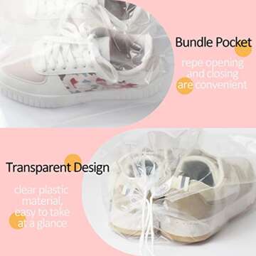 Belinlen 100 Pack Plastic Drawstring Bags for Shoes