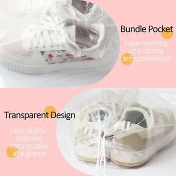 Belinlen 100 Pack Plastic Drawstring Bags for Shoes