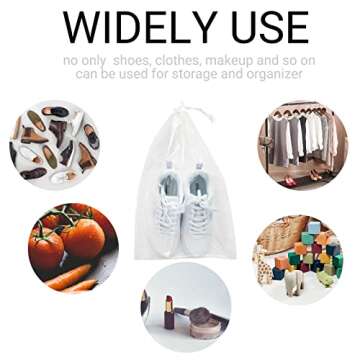 Belinlen 100 Pack Plastic Drawstring Bags for Shoes