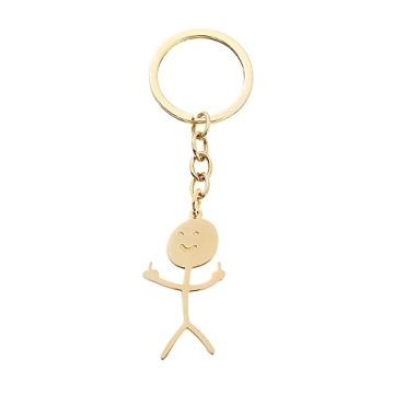 COLORFUL BLING Doodle Stainless Steel Middle Finger Keychain for BFFs