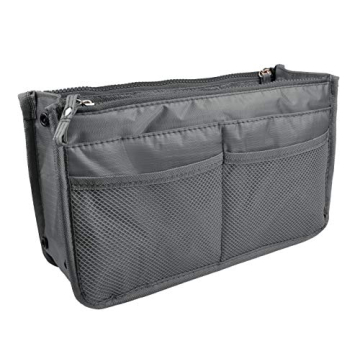Vercord Updated Purse Handbag Organizer Insert Liner Bag in Bag 13 Pockets Grey Large