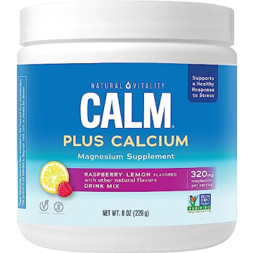 Natural Vitality CALM Magnesium Supplement Drink Mix Plus Calcium, Anti-Stress Drink Mix Powder, Wit...
