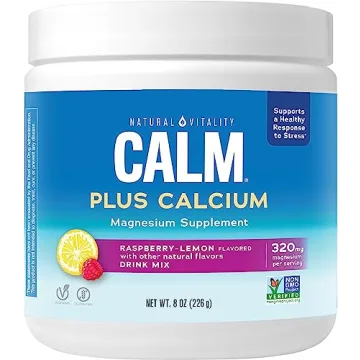 Natural Vitality CALM Magnesium Supplement Drink Mix Plus Calcium, Anti-Stress Drink Mix Powder, Wit...