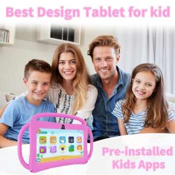 TUOHAITIME Android Tablet, 7 inch Android11 Tablet 6GB(2+4) RAM 32GB ROM with Bluetooth, WiFi, GMS, Parental Control, Dual Camera, Shockproof Case, Educational (Pink)