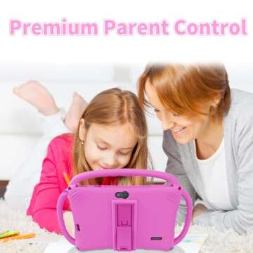 TUOHAITIME Android Tablet, 7 inch Android11 Tablet 6GB(2+4) RAM 32GB ROM with Bluetooth, WiFi, GMS, Parental Control, Dual Camera, Shockproof Case, Educational (Pink)