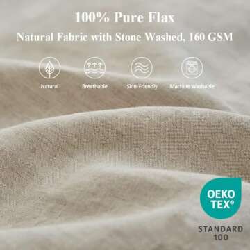 Simple&Opulence 100% Linen Duvet Cover Set 3pcs with Bowknot Ties Closure Natural French Washed Flax...