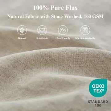 Simple&Opulence 100% Linen Duvet Cover Set 3pcs with Bowknot Ties Closure Natural French Washed Flax...