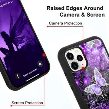 OOK Designs for iPhone 11 Pro Max Case Glitter Purple Butterfly Nebula Space Design Hard PC+Soft TPU Bumper Anti-Slip Ultra Thin Cover Protective Shockproof Case for iPhone 11 Pro Max