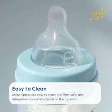 MAM Bottle Nipples Fast Flow Nipple Level 3, for 4+ Months, SkinSoft Silicone Nipples for Baby Bottles, Fits All MAM Bottles, 4 Pack