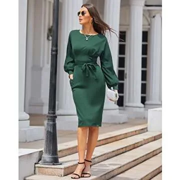 Stylish JASAMBAC Work Dress for Women Office Wear Knee Length