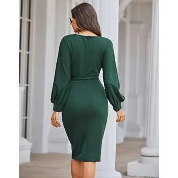 Stylish JASAMBAC Work Dress for Women Office Wear Knee Length