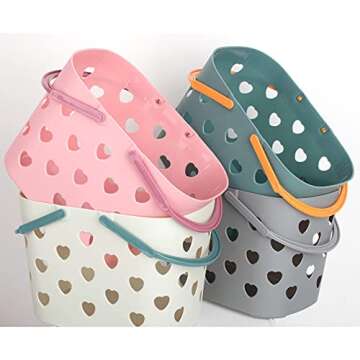 Anyoifax Portable Shower Caddy Tote Plastic Storage Basket with Handle Box Organizer Bin for Bathroo...