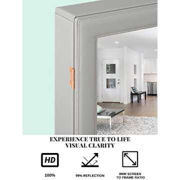 LUXFURNI Jewelry Armoire Organizer, Wall/Door Mounted Cabinet with Full Length Mirror (Grey)