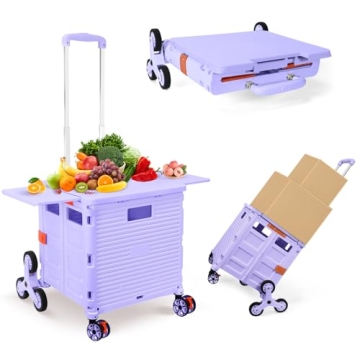 Buy Foldable Utility Cart with Stair Climbing Wheels in Purple