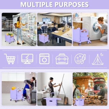 Foldable Utility Cart with Stair Climbing Wheels in Purple