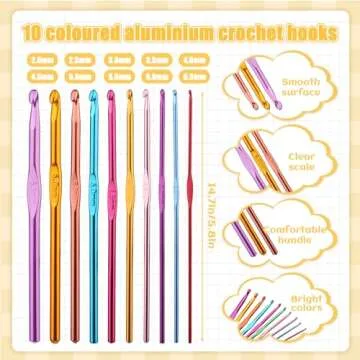 IMZAY 54 Pcs Crochet Hooks Set, Crochet Needles Set with Purple Storage Case, Ergonomic Knitting Needles Blunt Needles Stitch Marker DIY Hand Knitting Craft Art Tools for Beginners
