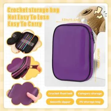 IMZAY 54 Pcs Crochet Hooks Set, Crochet Needles Set with Purple Storage Case, Ergonomic Knitting Needles Blunt Needles Stitch Marker DIY Hand Knitting Craft Art Tools for Beginners