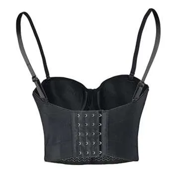 ELLACCI Sexy Sequin Bustier Crop Top Push up Club Party Corset Top Black X-Small