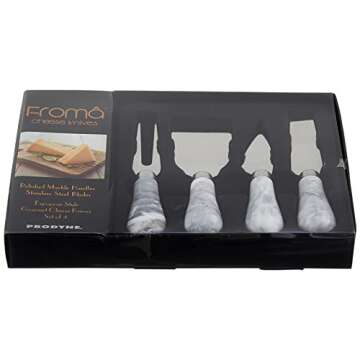 Prodyne KM-4-W Cheese Knife Set - 4 Stylish Knives With Fork