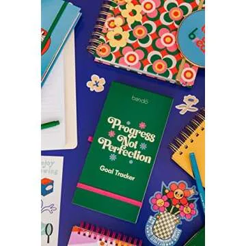 ban.do Good Intentions Goal and Habit Tracker Notepad, List Pad Includes 80 Perforated Sheets, Ink Pen Loop, and Elastic Band Closure, Progress Not Perfection