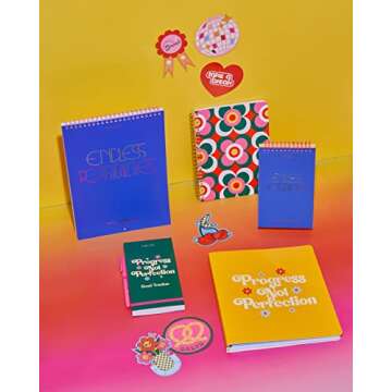 ban.do Good Intentions Goal and Habit Tracker Notepad, List Pad Includes 80 Perforated Sheets, Ink Pen Loop, and Elastic Band Closure, Progress Not Perfection