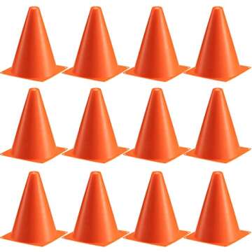 24 Mini Traffic Cones and Checkered Flags for Kids