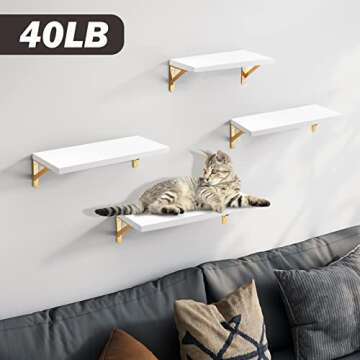 YGEOMER Floating Shelves for Wall, Different Sizes White Wall Shelves for Living Room, Bathroom, Bed...