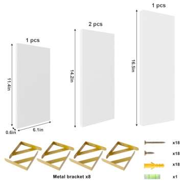 YGEOMER Floating Shelves for Wall, Different Sizes White Wall Shelves for Living Room, Bathroom, Bedroom, Kitchen, Home Decor (Set of 4)