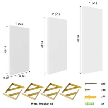 YGEOMER Floating Shelves for Wall, Different Sizes White Wall Shelves for Living Room, Bathroom, Bedroom, Kitchen, Home Decor (Set of 4)