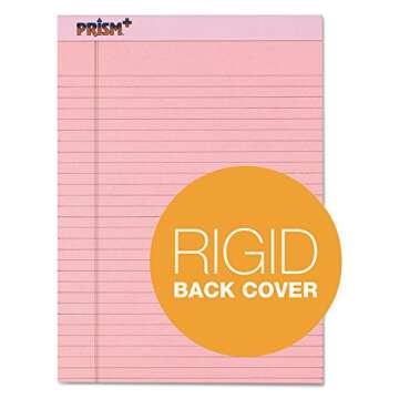 TOPS Prism Writing Pads, 8-1/2" x 11-3/4", Legal Rule, Pink, Perforated, 50 Sheets, 12 Pack (63150)