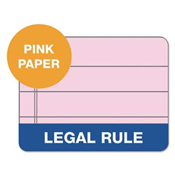 TOPS Prism Writing Pads, 8-1/2" x 11-3/4", Legal Rule, Pink, Perforated, 50 Sheets, 12 Pack (63150)