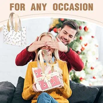 BBTO 16 Pcs Clear Plastic Gift Bags with Handle Transparent Reusable PVC Bags with Fishtail Ribbon for Bridal Party Baby Shower Wedding Shopping, 7.87 x 3.94 x 7.09''(Beige)