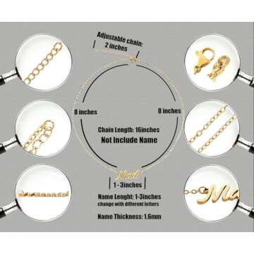 Aoloshow Nessa Name Initial Necklace Stainless Steel 18k Gold Plated Layering Nameplate Necklace Jewelry for Womens Mothers