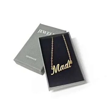 Aoloshow Nessa Name Initial Necklace Stainless Steel 18k Gold Plated Layering Nameplate Necklace Jewelry for Womens Mothers