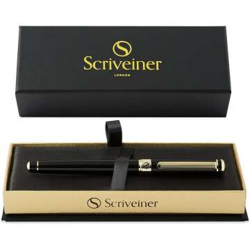 Scriveiner Black Lacquer Rollerball Pen - Luxury Writing
