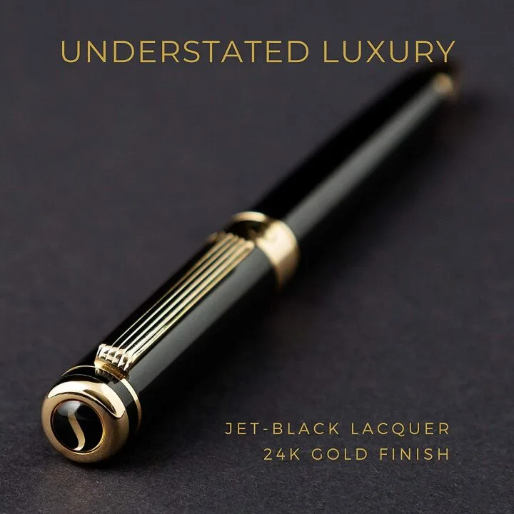 Scriveiner Black Lacquer Rollerball Pen - Luxury Writing