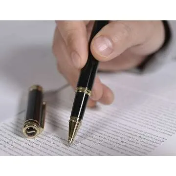 Scriveiner Black Lacquer Rollerball Pen - Luxury Writing