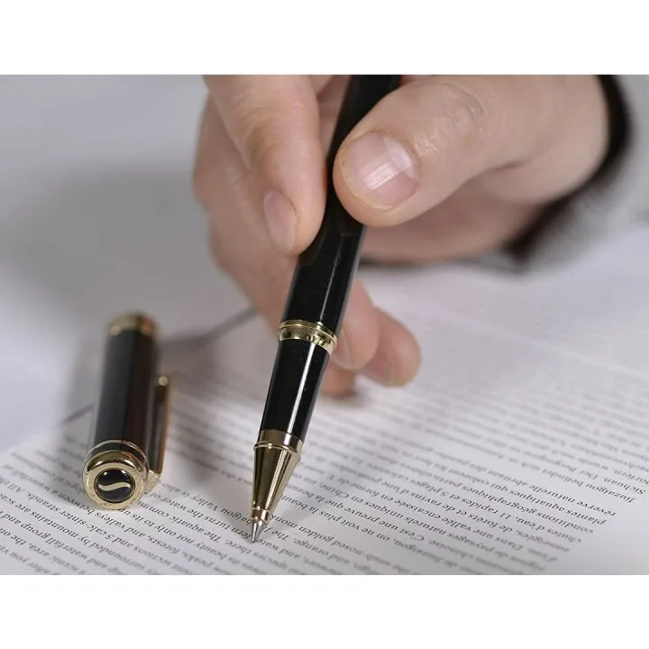 Scriveiner Black Lacquer Rollerball Pen - Luxury Writing
