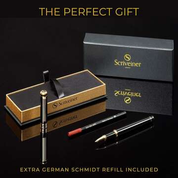 Scriveiner Black Lacquer Rollerball Pen - Luxury Writing