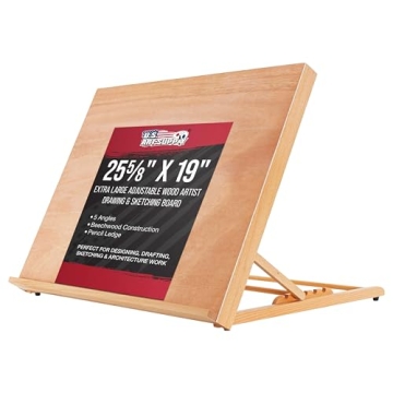 U.S. Art Supply X-Large Adjustable Wood Art Drawing Board - 6 Angles